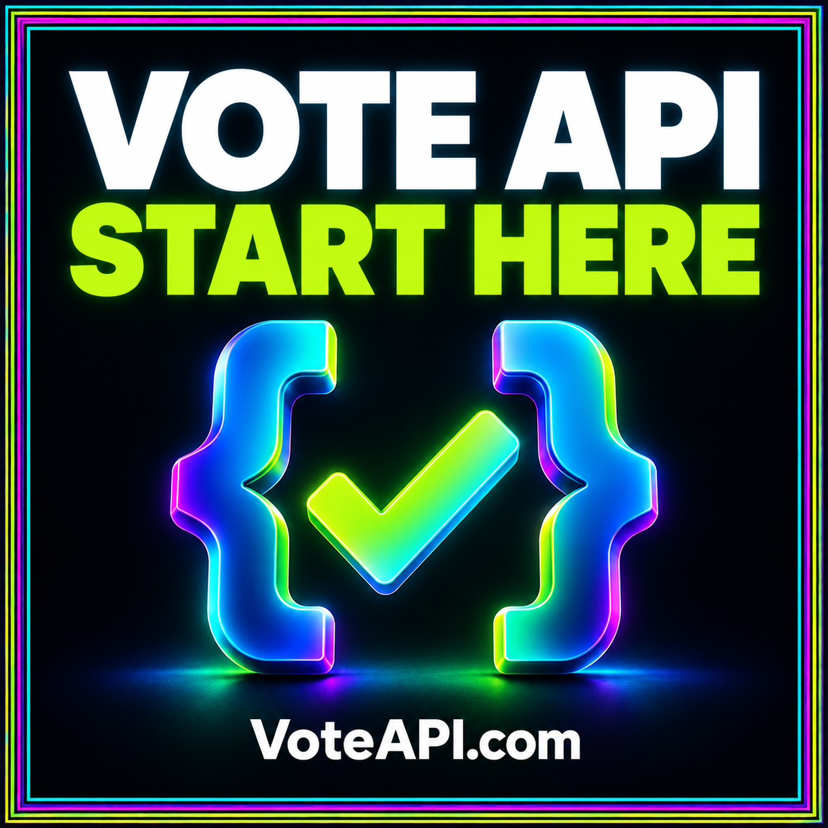 Neon Vote API guide card showing connected data records and a read-only information flow.